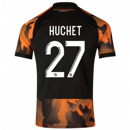 Kandiny Niño Camiseta Sarah Huchet #27 Negro Naranja Equipación Tercera 2023/24 La Camisa Chile