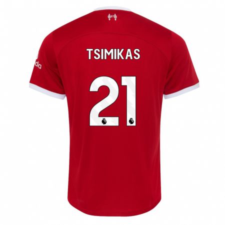 Kandiny Hombre Camiseta Konstantinos Tsimikas #21 Rojo 1ª Equipación 2023/24 La Camisa Chile