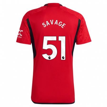 Kandiny Hombre Camiseta Charlie Savage #51 Rojo 1ª Equipación 2023/24 La Camisa Chile