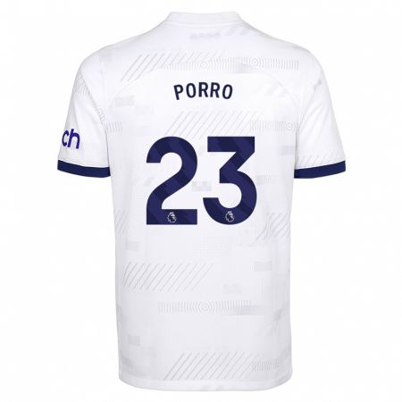 Kandiny Hombre Camiseta Pedro Porro #23 Blanco 1ª Equipación 2023/24 La Camisa Chile