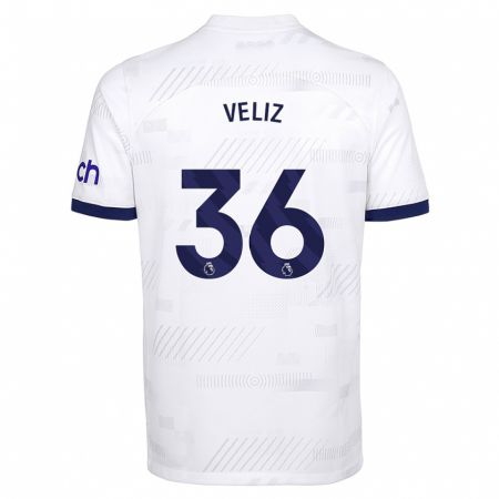 Kandiny Hombre Camiseta Alejo Véliz #36 Blanco 1ª Equipación 2023/24 La Camisa Chile