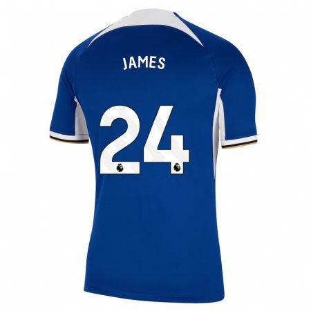 Kandiny Hombre Camiseta Reece James #24 Azul 1ª Equipación 2023/24 La Camisa Chile