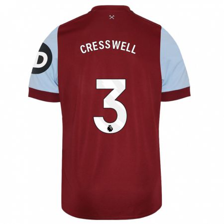 Kandiny Hombre Camiseta Aaron Cresswell #3 Granate 1ª Equipación 2023/24 La Camisa Chile
