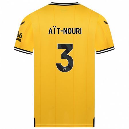 Kandiny Hombre Camiseta Rayan Aït-Nouri #3 Amarillo 1ª Equipación 2023/24 La Camisa Chile