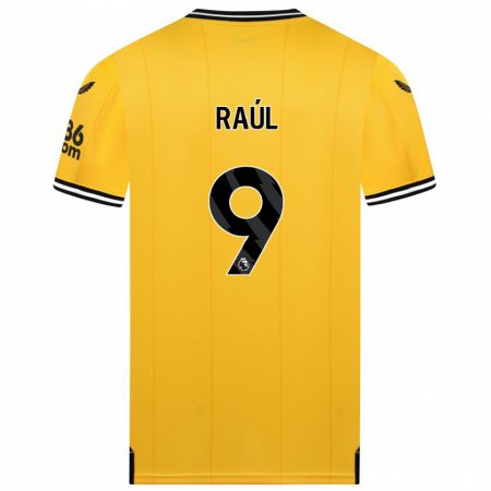 Kandiny Hombre Camiseta Raul Jimenez #9 Amarillo 1ª Equipación 2023/24 La Camisa Chile