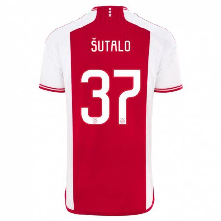 Kandiny Hombre Camiseta Josip Sutalo #37 Rojo Blanco 1ª Equipación 2023/24 La Camisa Chile