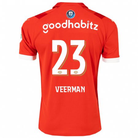 Kandiny Hombre Camiseta Joey Veerman #23 Rojo 1ª Equipación 2023/24 La Camisa Chile