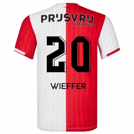 Kandiny Hombre Camiseta Mats Wieffer #20 Rojo Blanco 1ª Equipación 2023/24 La Camisa Chile