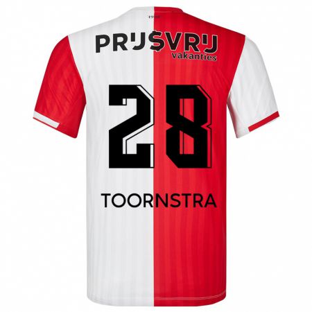 Kandiny Hombre Camiseta Jens Toornstra #28 Rojo Blanco 1ª Equipación 2023/24 La Camisa Chile