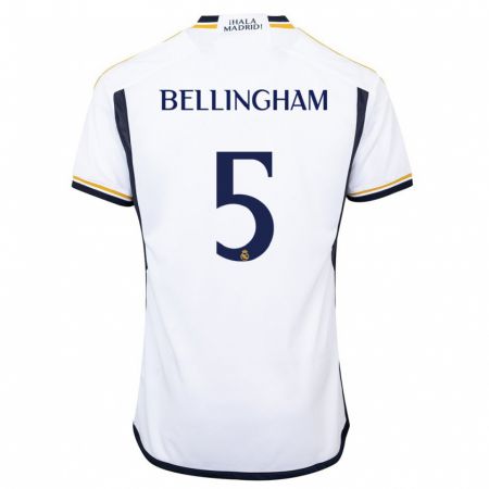 Kandiny Hombre Camiseta Jude Bellingham #5 Blanco 1ª Equipación 2023/24 La Camisa Chile