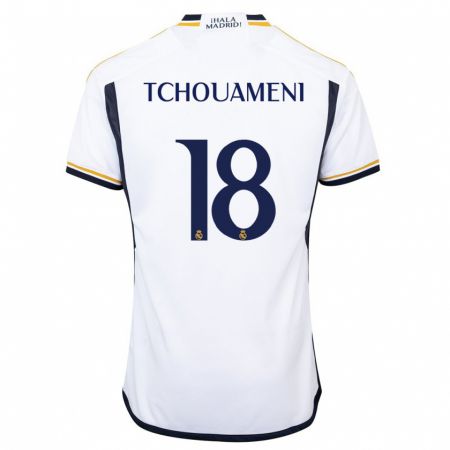 Kandiny Hombre Camiseta Aurélien Tchouaméni #18 Blanco 1ª Equipación 2023/24 La Camisa Chile