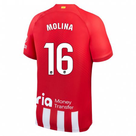 Kandiny Hombre Camiseta Nahuel Molina #16 Rojo Blanco 1ª Equipación 2023/24 La Camisa Chile