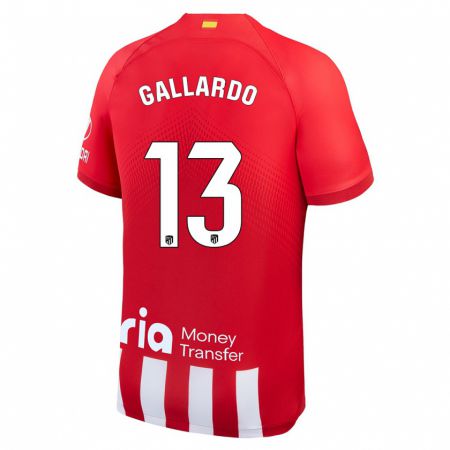 Kandiny Hombre Camiseta Lola Gallardo #13 Rojo Blanco 1ª Equipación 2023/24 La Camisa Chile