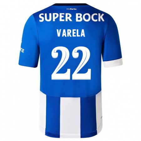 Kandiny Hombre Camiseta Alan Varela #22 Azul Blanco 1ª Equipación 2023/24 La Camisa Chile