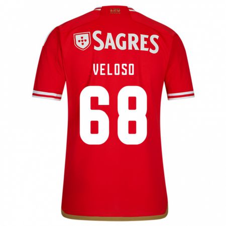 Kandiny Hombre Camiseta João Veloso #68 Rojo 1ª Equipación 2023/24 La Camisa Chile
