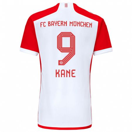 Kandiny Hombre Camiseta Harry Kane #9 Rojo Blanco 1ª Equipación 2023/24 La Camisa Chile