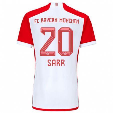 Kandiny Hombre Camiseta Bouna Sarr #20 Rojo Blanco 1ª Equipación 2023/24 La Camisa Chile