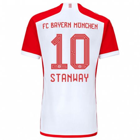 Kandiny Hombre Camiseta Georgia Stanway #10 Rojo Blanco 1ª Equipación 2023/24 La Camisa Chile