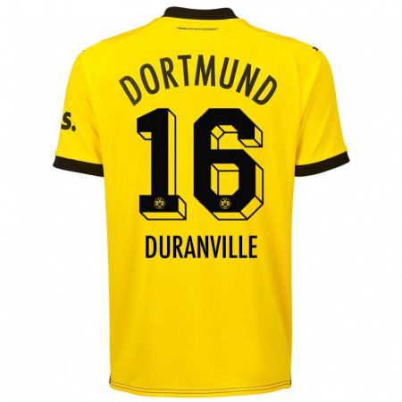 Kandiny Hombre Camiseta Julien Duranville #16 Amarillo 1ª Equipación 2023/24 La Camisa Chile