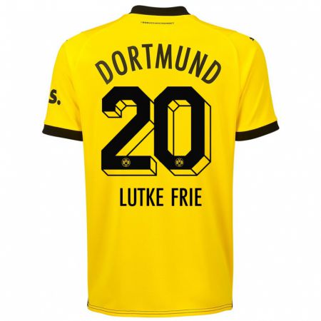 Kandiny Hombre Camiseta Dennis Lutke-Frie #20 Amarillo 1ª Equipación 2023/24 La Camisa Chile