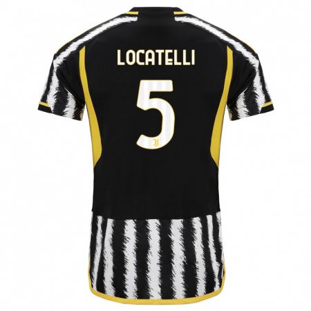 Kandiny Hombre Camiseta Manuel Locatelli #5 Blanco Negro 1ª Equipación 2023/24 La Camisa Chile