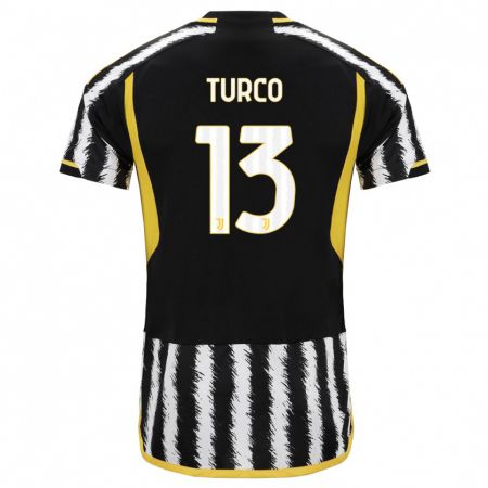 Kandiny Hombre Camiseta Stefano Turco #13 Blanco Negro 1ª Equipación 2023/24 La Camisa Chile