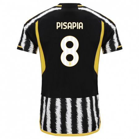 Kandiny Hombre Camiseta Luciano Pisapia #8 Blanco Negro 1ª Equipación 2023/24 La Camisa Chile