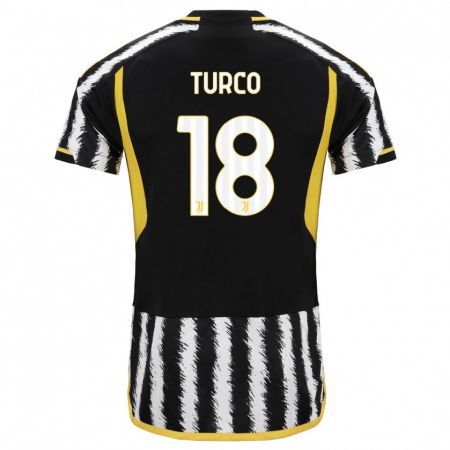 Kandiny Hombre Camiseta Nicolo Turco #18 Blanco Negro 1ª Equipación 2023/24 La Camisa Chile