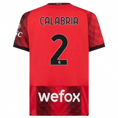 Kandiny Hombre Camiseta Davide Calabria #2 Negro Rojo 1ª Equipación 2023/24 La Camisa Chile