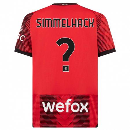 Kandiny Hombre Camiseta Alexander Simmelhack #0 Negro Rojo 1ª Equipación 2023/24 La Camisa Chile
