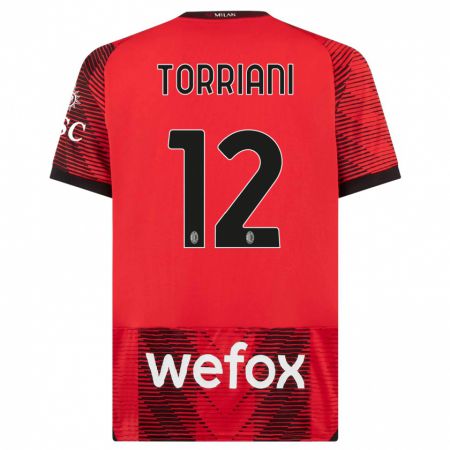Kandiny Hombre Camiseta Lorenzo Torriani #12 Negro Rojo 1ª Equipación 2023/24 La Camisa Chile
