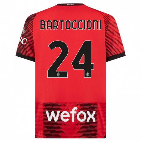 Kandiny Hombre Camiseta Andrea Bartoccioni #24 Negro Rojo 1ª Equipación 2023/24 La Camisa Chile