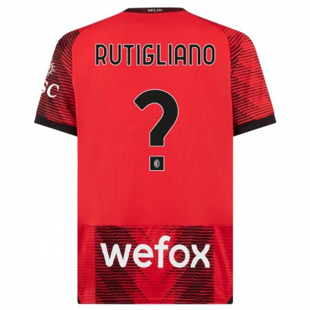 Kandiny Hombre Camiseta Samuele Rutigliano #0 Negro Rojo 1ª Equipación 2023/24 La Camisa Chile