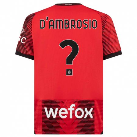 Kandiny Hombre Camiseta Antonio D'ambrosio #0 Negro Rojo 1ª Equipación 2023/24 La Camisa Chile