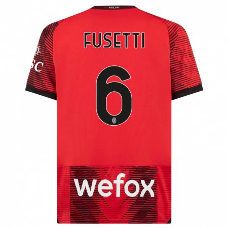 Kandiny Hombre Camiseta Laura Fusetti #6 Negro Rojo 1ª Equipación 2023/24 La Camisa Chile