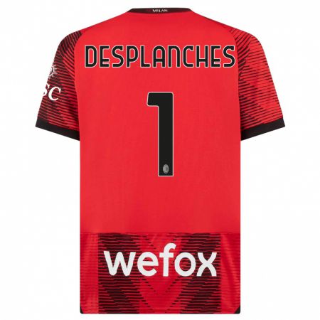 Kandiny Hombre Camiseta Sebastiano Desplanches #1 Negro Rojo 1ª Equipación 2023/24 La Camisa Chile
