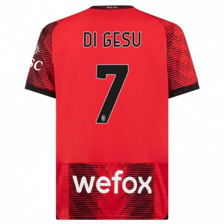 Kandiny Hombre Camiseta Enrico Di Gesu #7 Negro Rojo 1ª Equipación 2023/24 La Camisa Chile