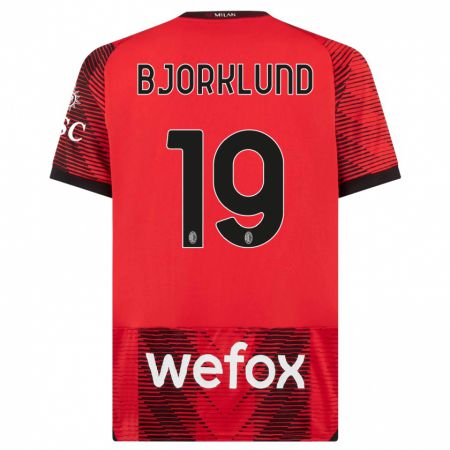 Kandiny Hombre Camiseta Lukas Bjorklund #19 Negro Rojo 1ª Equipación 2023/24 La Camisa Chile