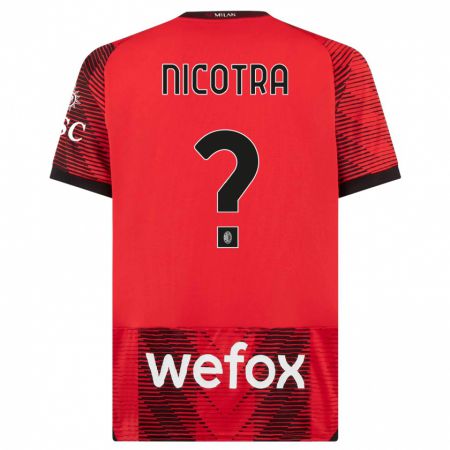 Kandiny Hombre Camiseta Riccardo Nicotra #0 Negro Rojo 1ª Equipación 2023/24 La Camisa Chile