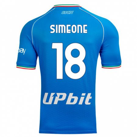 Kandiny Hombre Camiseta Giovanni Simeone #18 Cielo Azul 1ª Equipación 2023/24 La Camisa Chile