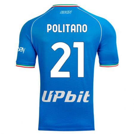 Kandiny Hombre Camiseta Matteo Politano #21 Cielo Azul 1ª Equipación 2023/24 La Camisa Chile
