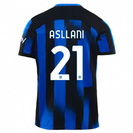 Kandiny Hombre Camiseta Kristjan Asllani #21 Azul Negro 1ª Equipación 2023/24 La Camisa Chile