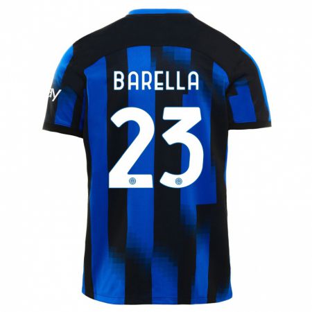 Kandiny Hombre Camiseta Nicolò Barella #23 Azul Negro 1ª Equipación 2023/24 La Camisa Chile