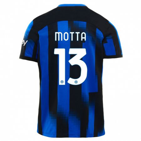 Kandiny Hombre Camiseta Matteo Motta #13 Azul Negro 1ª Equipación 2023/24 La Camisa Chile