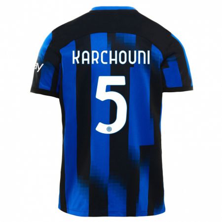 Kandiny Hombre Camiseta Ghoutia Karchouni #5 Azul Negro 1ª Equipación 2023/24 La Camisa Chile