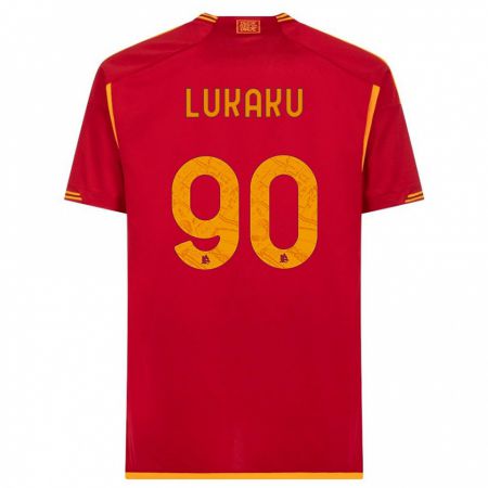 Kandiny Hombre Camiseta Romelu Lukaku #90 Rojo 1ª Equipación 2023/24 La Camisa Chile