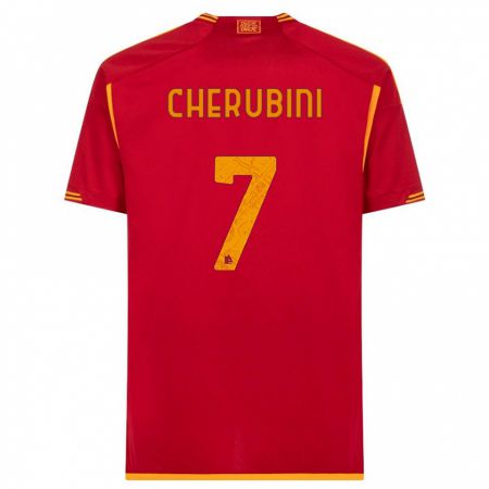 Kandiny Hombre Camiseta Luigi Cherubini #7 Rojo 1ª Equipación 2023/24 La Camisa Chile