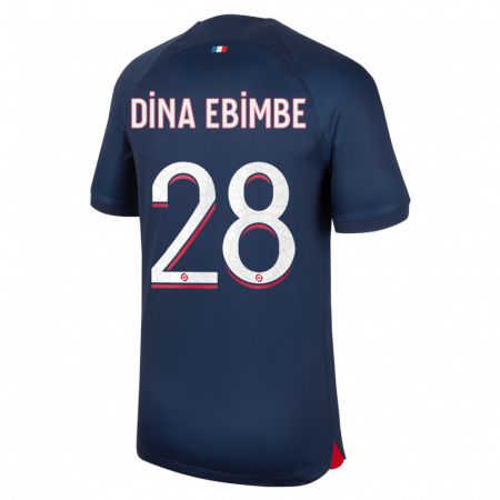 Kandiny Hombre Camiseta Eric Junior Dina Ebimbe #28 Azul Rojo 1ª Equipación 2023/24 La Camisa Chile