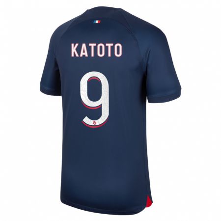 Kandiny Hombre Camiseta Marie-Antoinette Katoto #9 Azul Rojo 1ª Equipación 2023/24 La Camisa Chile
