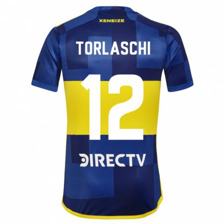 Kandiny Hombre Camiseta Lucas Torlaschi #12 Azul Oscuro Amarillo 1ª Equipación 2023/24 La Camisa Chile